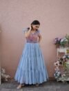 Gown Faux Georgette with Rich Floral Position Print Work