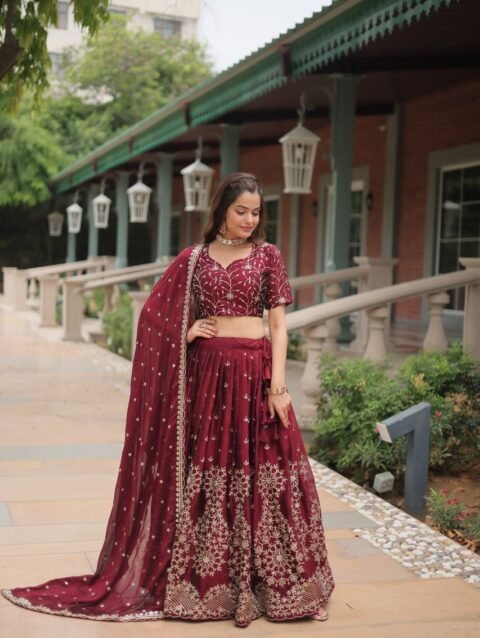 Lehenga Choli Rangoli Silk with Heavy Sequins & Thread Embroidered